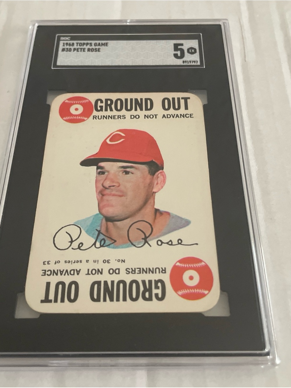 Pete Rose 1968 Topps Game #30 SGC 5 Vintage Baseball Card